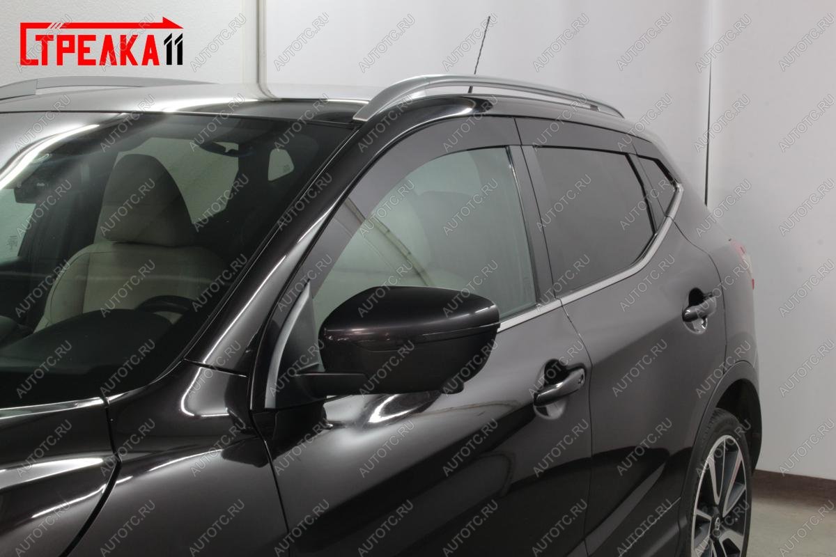 4 699 р. Дефлекторы окон 2D (прямой) Стрелка11  Nissan Qashqai  2 (2013-2019) J11 дорестайлинг (черные)  с доставкой в г. Воронеж