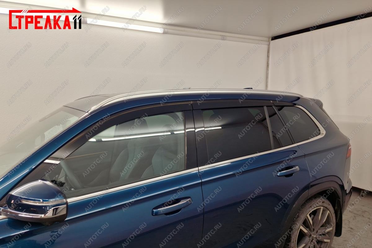 4 749 р. Дефлекторы окон 2D Стрелка11  Geely Coolray  SX11 (2018-2023) дорестайлинг (черные)  с доставкой в г. Воронеж