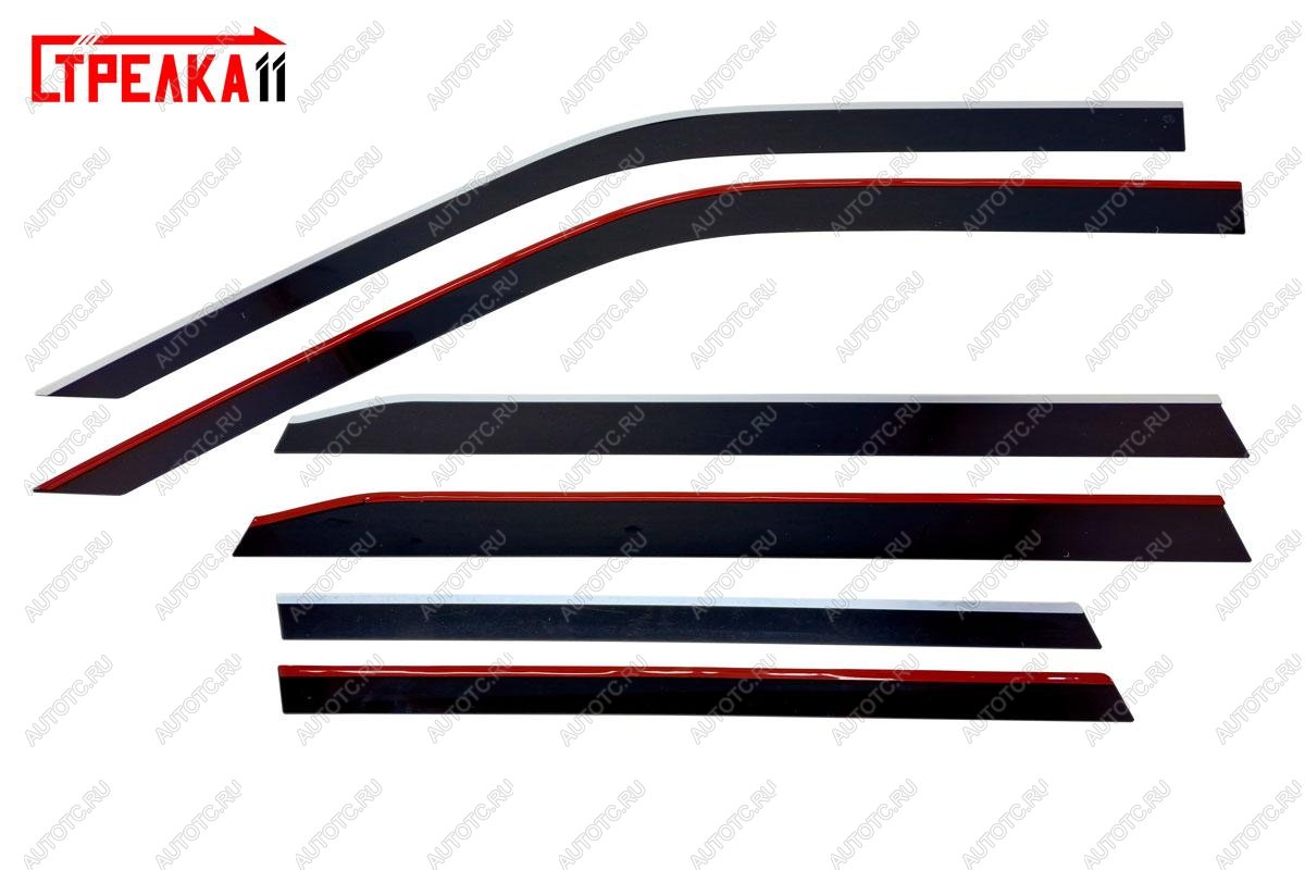 6 999 р. Дефлекторы окон 2D Стрелка11  Haval H3 (2024-2025) (черные с хром накладками)  с доставкой в г. Воронеж