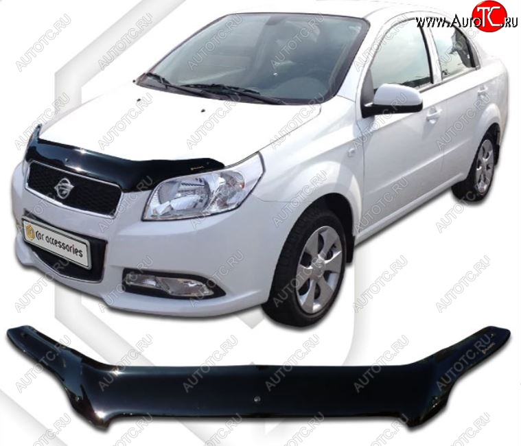 1 999 р. Дефлектор капота CA-Plastiс  Chevrolet Nexia (2020-2022) седан (Classic черный, Без надписи)  с доставкой в г. Воронеж