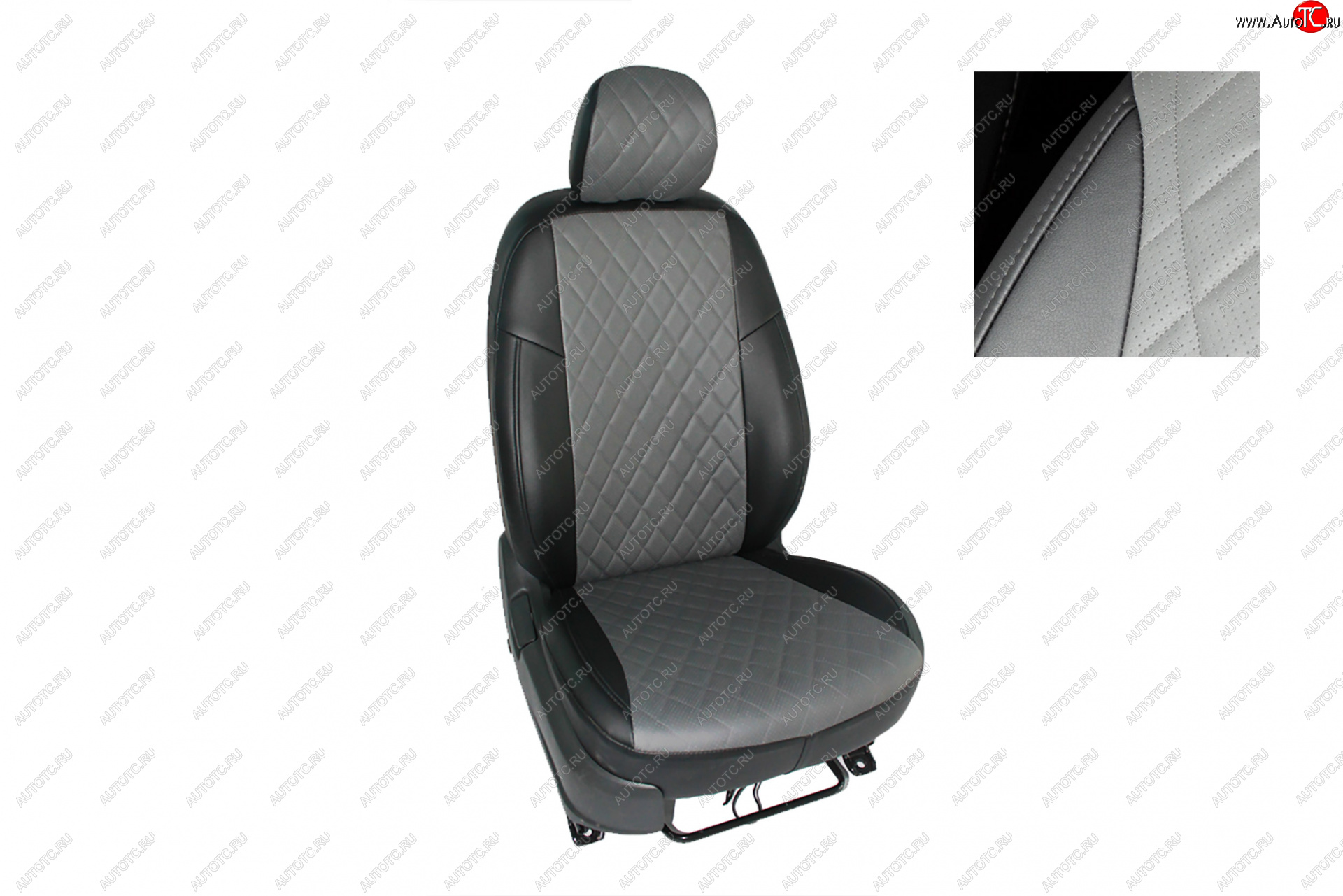 7 549 р. Чехлы для сидений Seintex (экокожа) Ромб Chevrolet Cobalt седан дорестайлинг (2011-2016) (черно-серый)  с доставкой в г. Воронеж