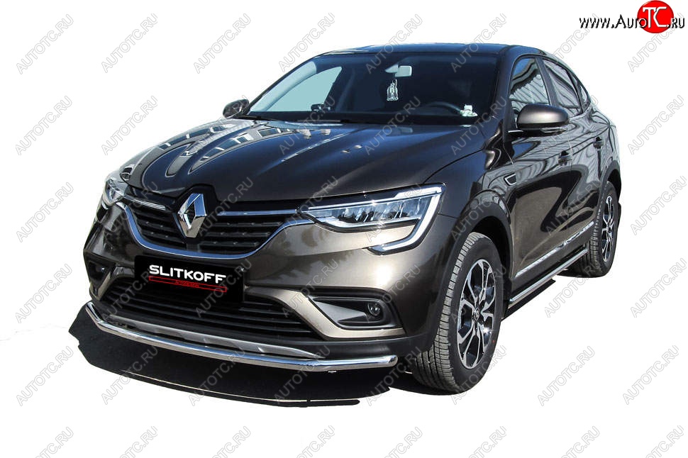 10 999 р. Защита переднего бампера Slitkoff (d42 мм)  Renault Arkana (2019-2025) (Нержавейка, Полированная)  с доставкой в г. Воронеж