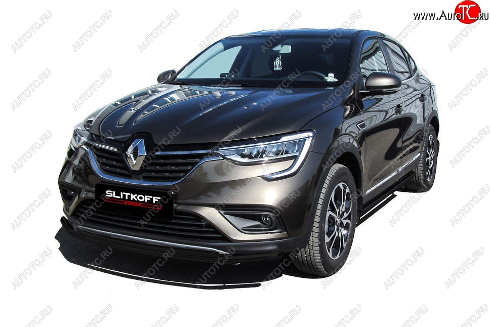 8 899 р. Защита переднего бампера Slitkoff (двойная, d42/32 мм)  Renault Arkana (2019-2025) (Сталь с полимерным покрытием. Цвет: чёрный)  с доставкой в г. Воронеж
