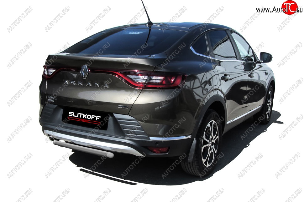 6 999 р. Защита заднего бампера Slitkoff (d42) Renault Arkana (2019-2025) (Сталь с полимерным покрытием. Цвет: серебристый)  с доставкой в г. Воронеж