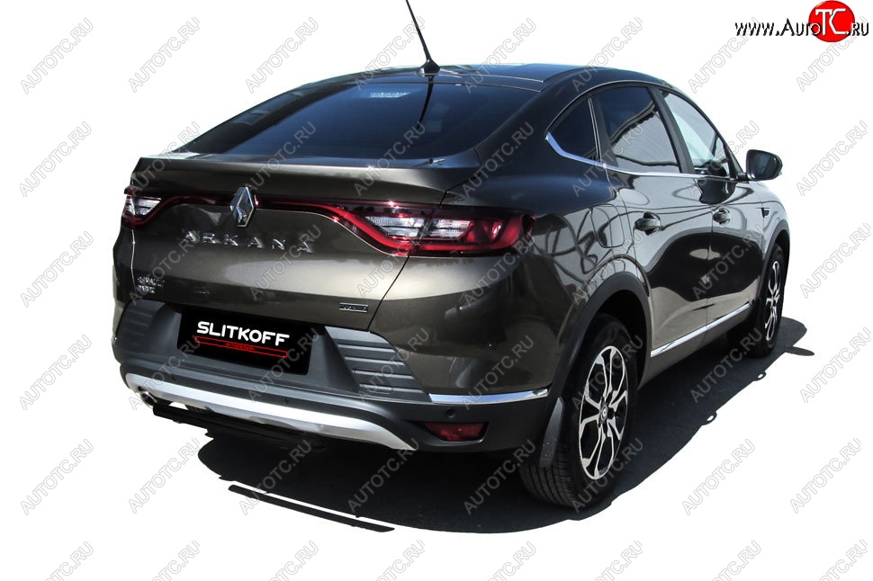 6 999 р. Защита заднего бампера Slitkoff (d42)  Renault Arkana (2019-2025) (Сталь с полимерным покрытием. Цвет: чёрный)  с доставкой в г. Воронеж