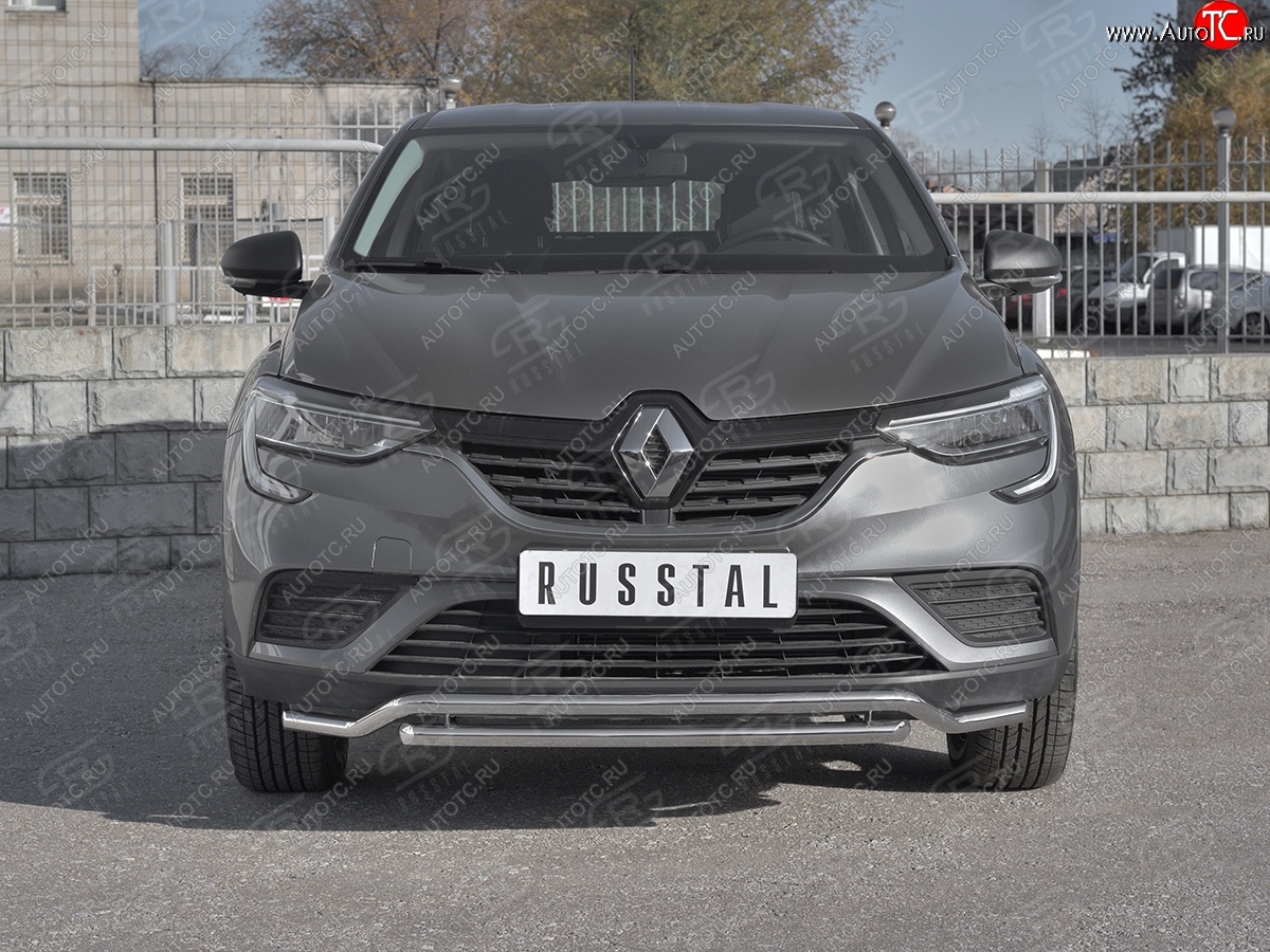 16 999 р. Защита переднего бампера (2 трубы Ø42 мм, нержавейка) SLITKOFF  Renault Arkana (2019-2025)  с доставкой в г. Воронеж
