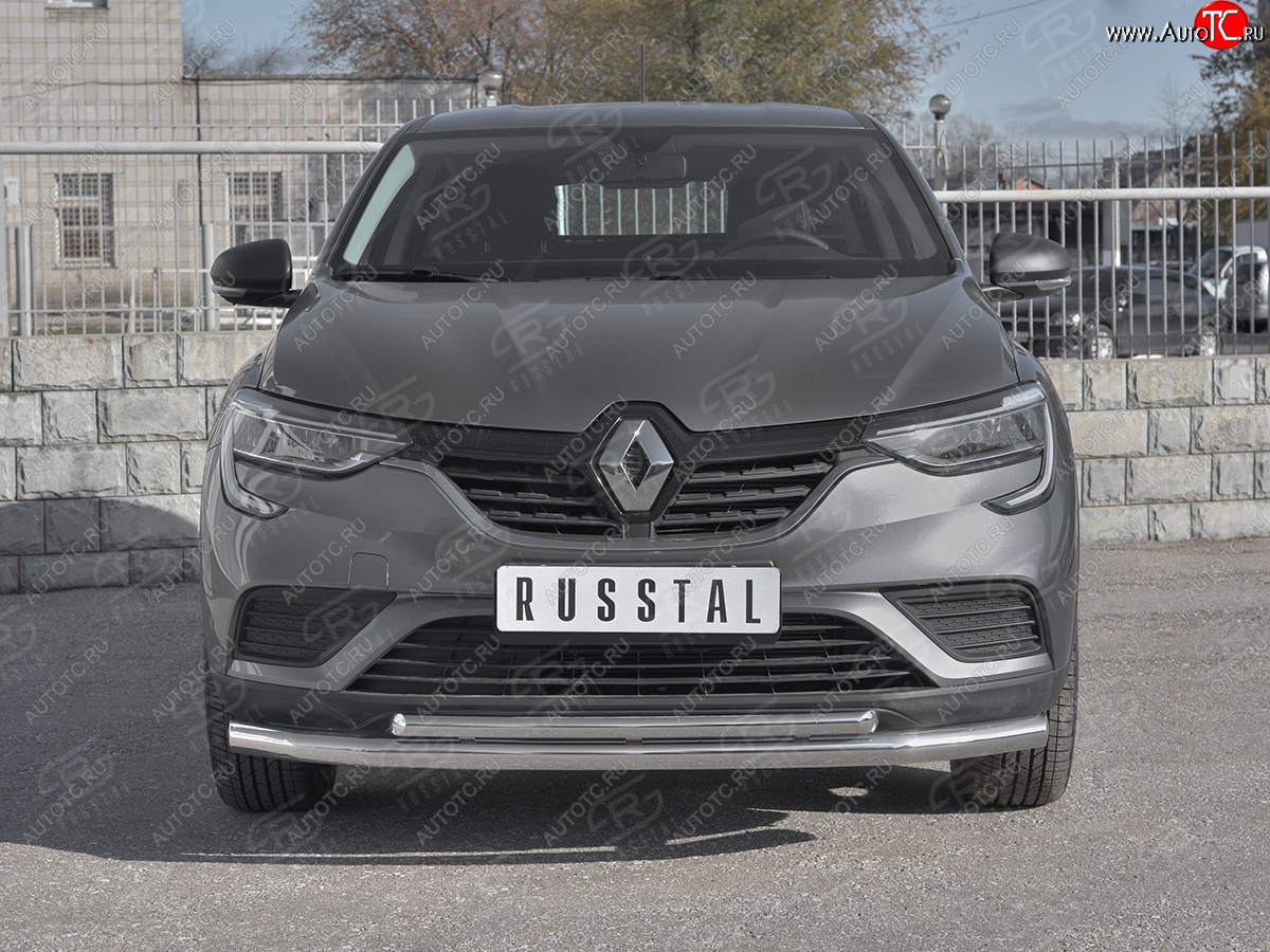 16 549 р. Защита переднего бампера (2 трубы Ø63 и 42 мм, нержавейка) SLITKOFF  Renault Arkana (2019-2025)  с доставкой в г. Воронеж