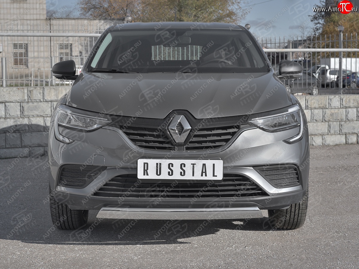 11 749 р. Защита переднего бампера (Ø75x42 мм, нержавейка) Russtal Renault Arkana (2019-2025)  с доставкой в г. Воронеж