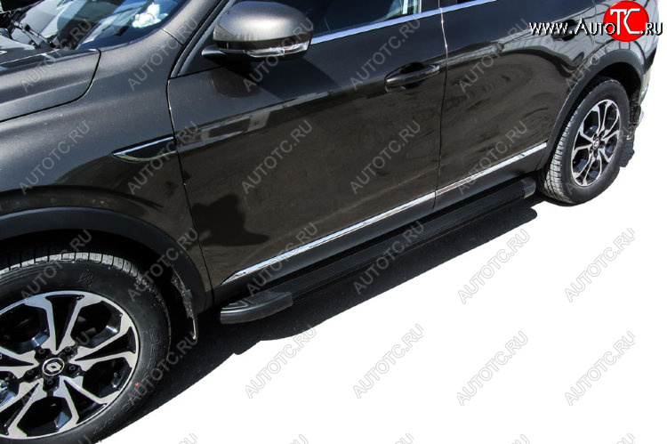 13 349 р. Пороги алюминиевые Slitkoff  Renault Arkana (2019-2025) (Optima Black )  с доставкой в г. Воронеж
