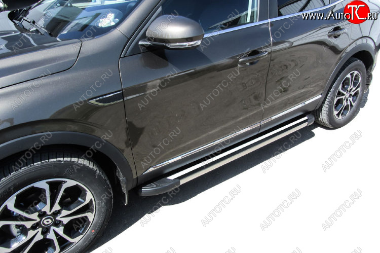 11 299 р. Пороги алюминиевые Slitkoff  Renault Arkana (2019-2025) (Luxe Black)  с доставкой в г. Воронеж