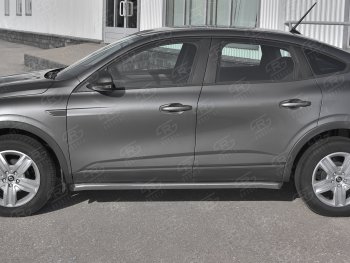 19 549 р. Защита порогов (Ø63 мм, нержавейка) SLITKOFF  Renault Arkana (2019-2025) (Металлические торцы под 45°)  с доставкой в г. Воронеж. Увеличить фотографию 2