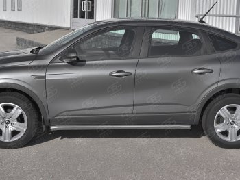 18 799 р. Защита порогов (Ø63 мм, нержавейка) SLITKOFF Renault Arkana (2019-2025) (С пластиковыми заглушками на торцах)  с доставкой в г. Воронеж. Увеличить фотографию 2