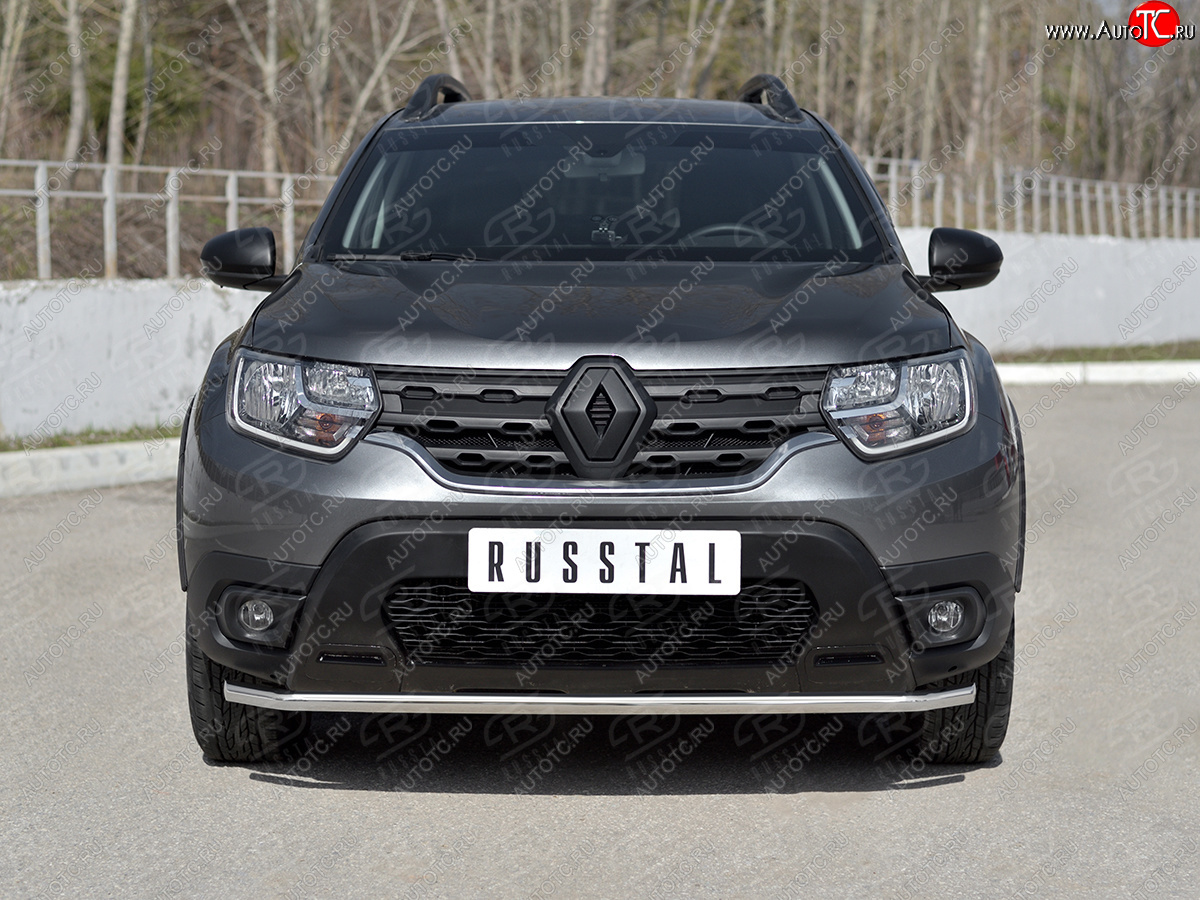 11 749 р. Защита переднего бампера (Ø42 мм, нержавейка) SLITKOFF Renault Duster HM рестайлинг (2021-2024)  с доставкой в г. Воронеж