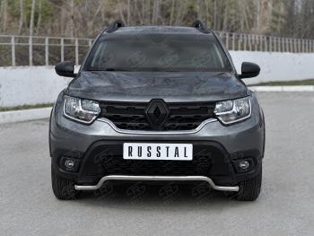 11 749 р. Защита переднего бампера (Ø42 мм волна, нержавейка) SLITKOFF Renault Duster HM рестайлинг (2021-2024)  с доставкой в г. Воронеж. Увеличить фотографию 1