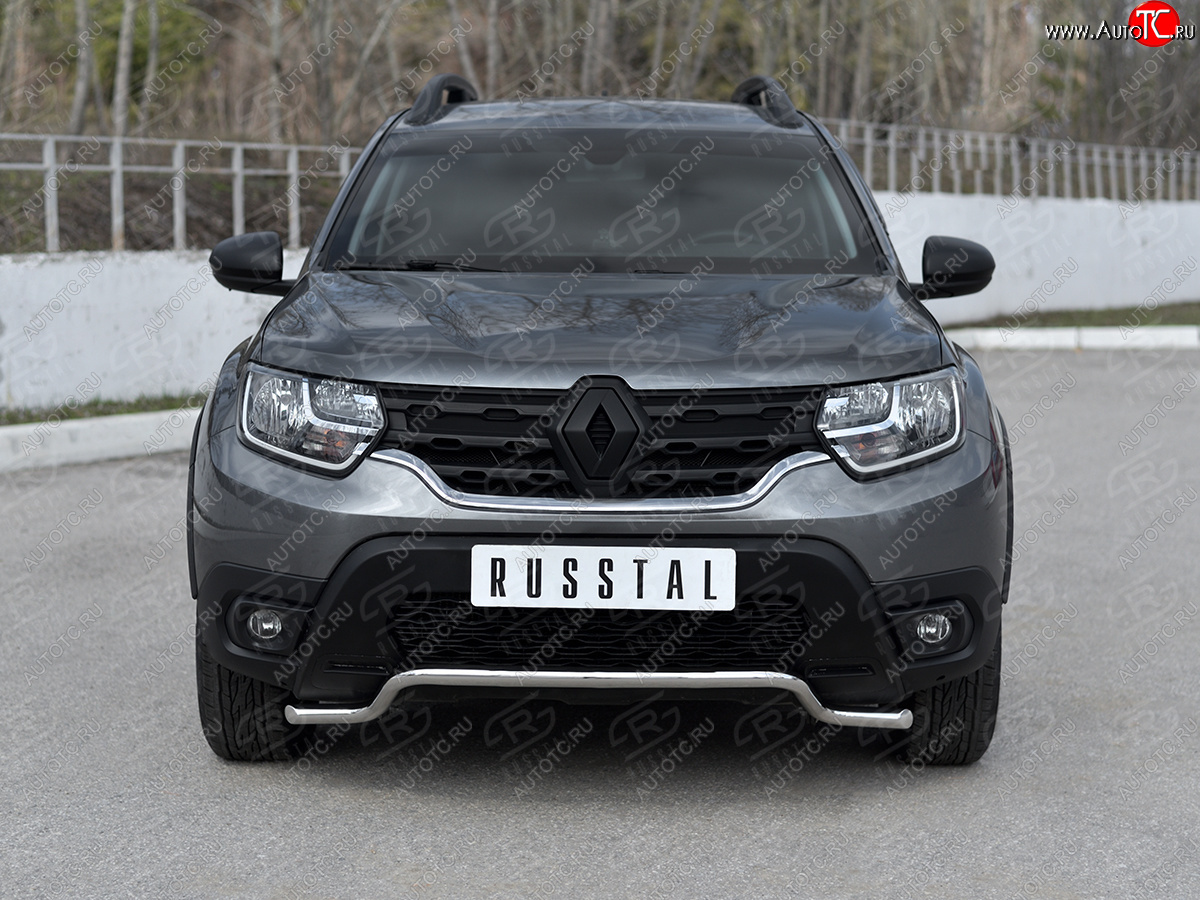 11 749 р. Защита переднего бампера (Ø42 мм волна, нержавейка) SLITKOFF  Renault Duster  HM (2021-2024) рестайлинг  с доставкой в г. Воронеж