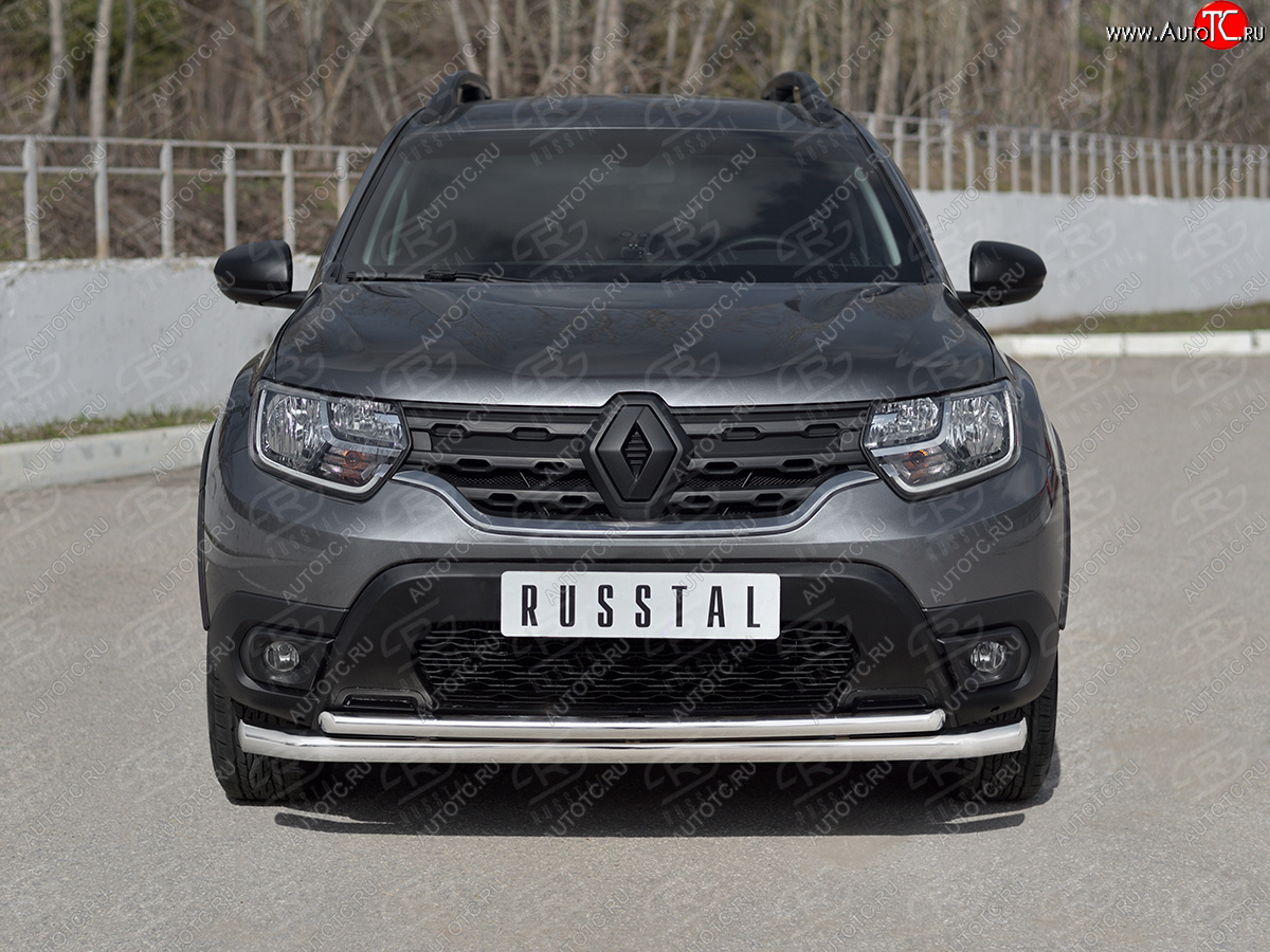 17 349 р. Защита переднего бампера (2 трубы Ø63 и 42 мм) SLITKOFF  Renault Duster  HM (2021-2024) рестайлинг (полированная нержавейка)  с доставкой в г. Воронеж