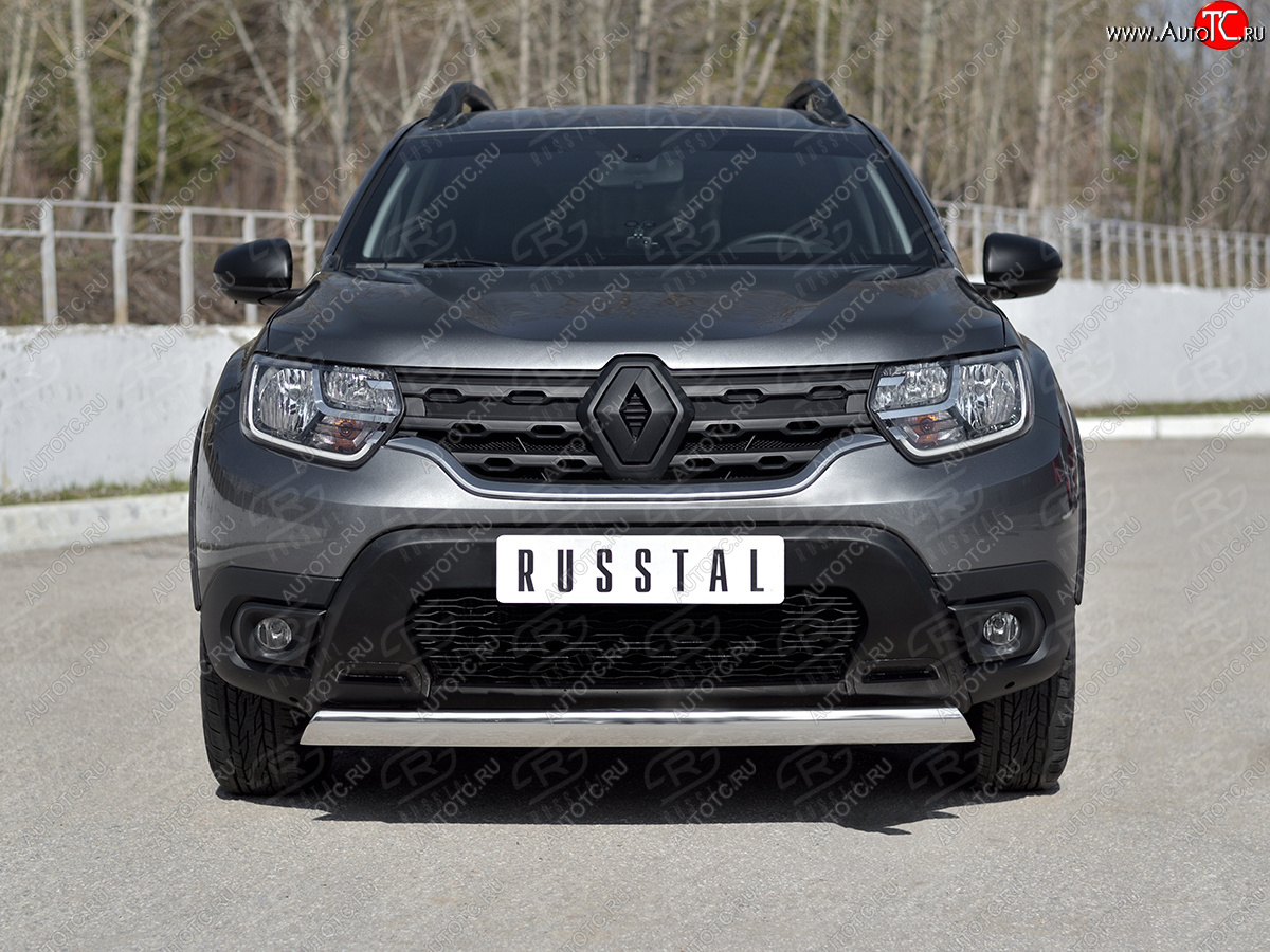 14 599 р. Защита переднего бампера (Ø75х42 мм, нержавейка) Russtal Renault Duster HM рестайлинг (2021-2024)  с доставкой в г. Воронеж