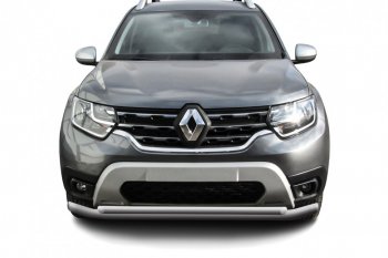 Защита переднего бампера Slitkoff (Ø57 и 42 мм). Renault Duster HM рестайлинг (2021-2024)