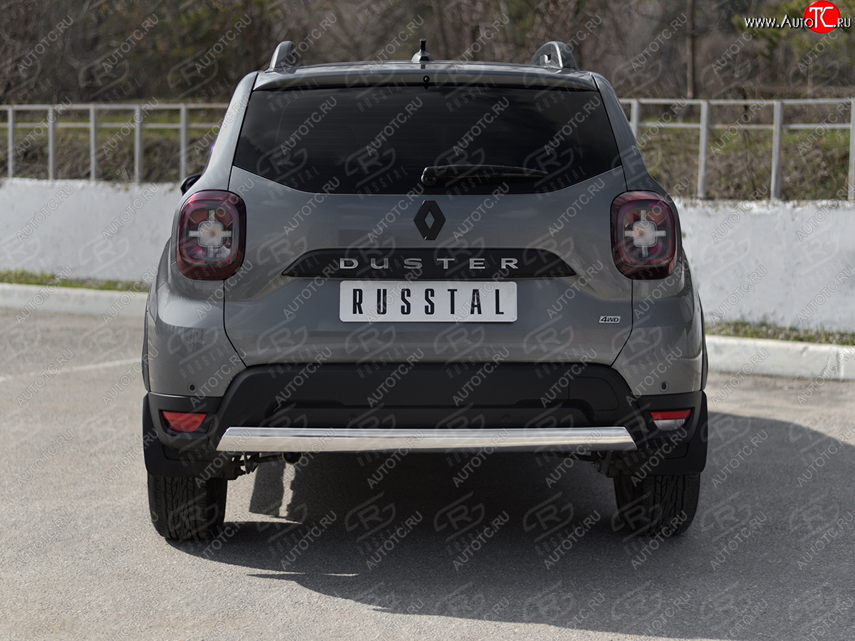 9 349 р. Защита заднего бампера (Ø75х42 мм, нержавейка) Russtal Renault Duster HM рестайлинг (2021-2024)  с доставкой в г. Воронеж