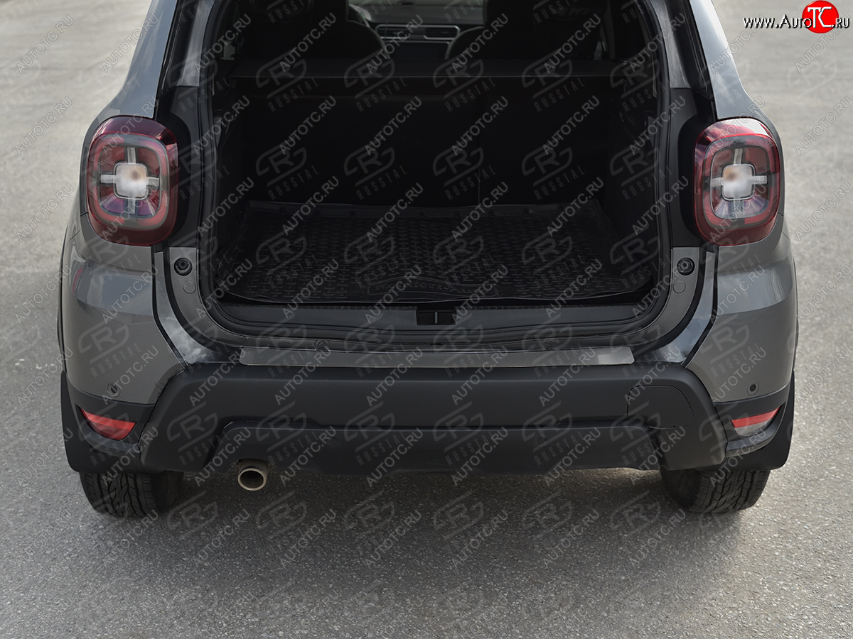 1 639 р. Защитная накладка заднего бампера Russtal Renault Duster HM рестайлинг (2021-2024) (нержавейка зеркальная)  с доставкой в г. Воронеж