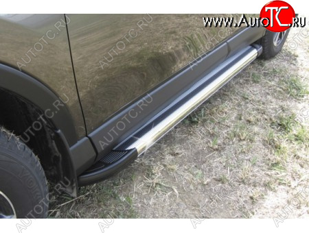 10 699 р. Пороги алюминиевые Slitkoff Renault Duster HM рестайлинг (2021-2024) (Luxe Silver)  с доставкой в г. Воронеж