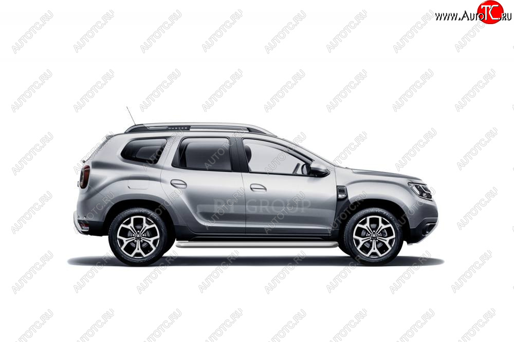 12 099 р. Порожки для ног Petroil Tuning (Ø51 с алюминиевой площадкой) Renault Duster HM рестайлинг (2021-2024) (Цвет: серебристый (Искра))  с доставкой в г. Воронеж