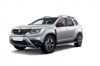 12 099 р. Порожки для ног Petroil Tuning (Ø51 с алюминиевой площадкой) Renault Duster HM рестайлинг (2021-2024) (Цвет: серебристый (Искра))  с доставкой в г. Воронеж. Увеличить фотографию 2