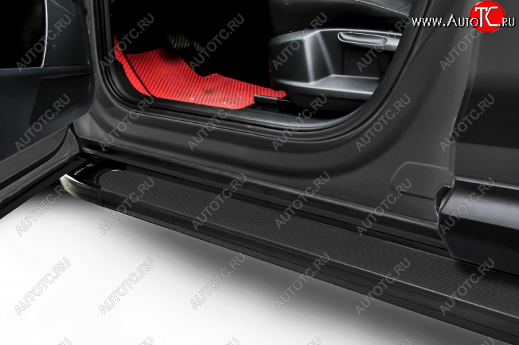 13 349 р. Пороги алюминиевые Slitkoff Renault Duster HM рестайлинг (2021-2024) (Optima Black)  с доставкой в г. Воронеж
