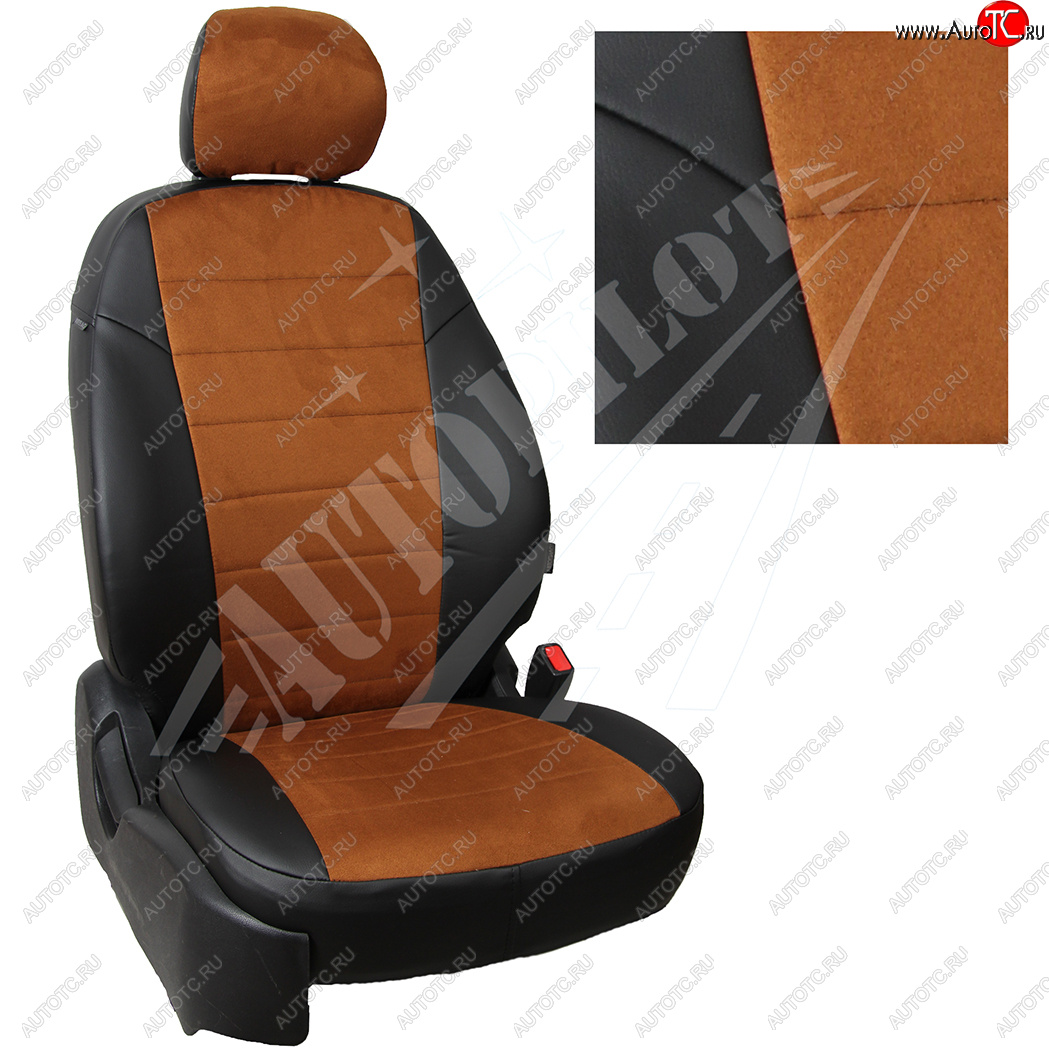 13 849 р. Чехлы сидений AUTOPILOT Алькантара (задняя спинка 40/60)  Renault Duster  HM (2021-2024) рестайлинг (Черный + Коричневый)  с доставкой в г. Воронеж