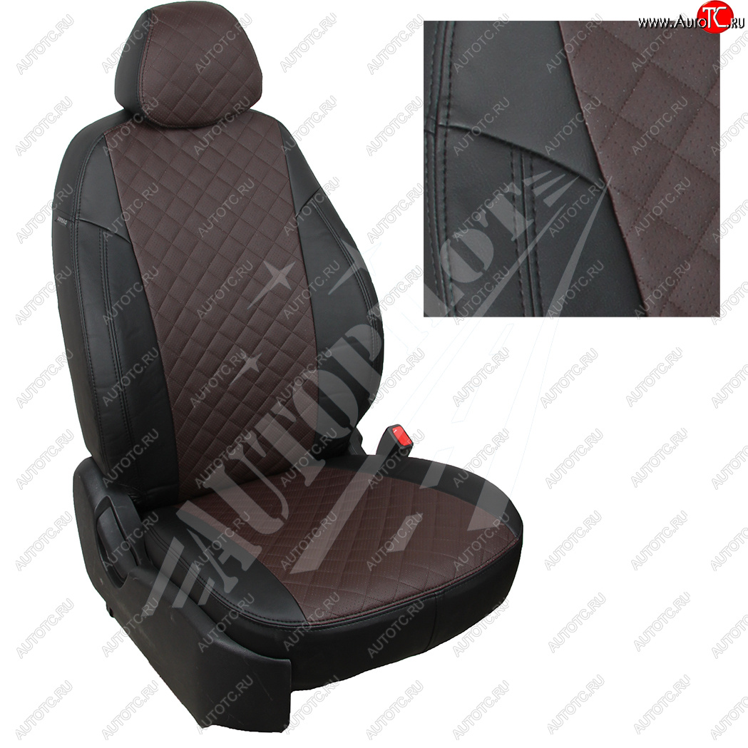14 449 р. Чехлы сидений AUTOPILOT Экокожа Ромб (задняя спинка 40/60)  Renault Duster  HM (2021-2024) рестайлинг (Черный + Шоколад)  с доставкой в г. Воронеж
