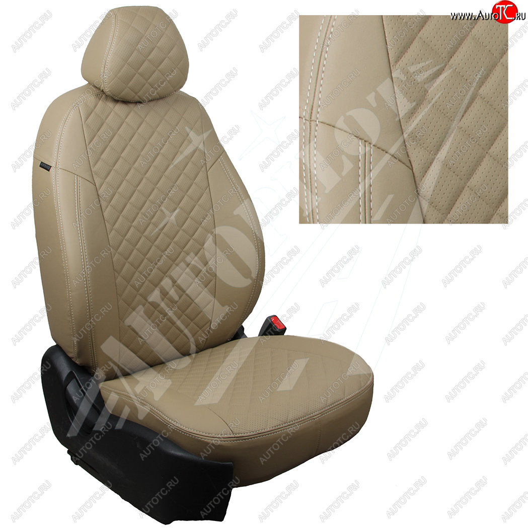 14 449 р. Чехлы сидений AUTOPILOT Экокожа Ромб (задняя спинка 40/60)  Renault Duster  HM (2021-2024) рестайлинг (Темно бежевый + Темно бежевый)  с доставкой в г. Воронеж