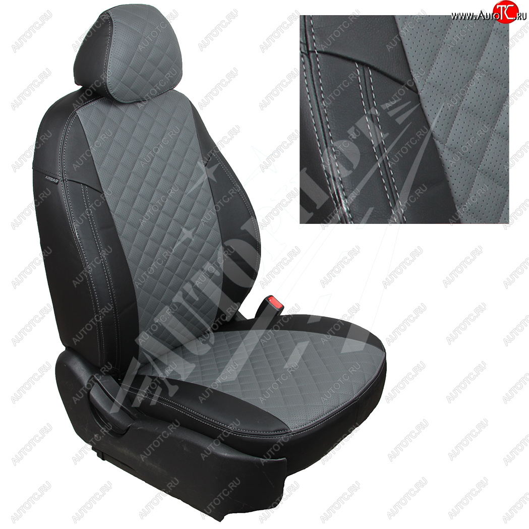 14 449 р. Чехлы сидений AUTOPILOT Экокожа Ромб (задняя спинка 40/60)  Renault Duster  HM (2021-2024) рестайлинг (Черный + Серый)  с доставкой в г. Воронеж