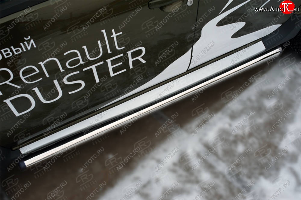 18 799 р. Защита порогов (Ø63 мм, нержавейка) SLITKOFF Renault Duster HS рестайлинг (2015-2021) (с пластиковыми заглушками)  с доставкой в г. Воронеж