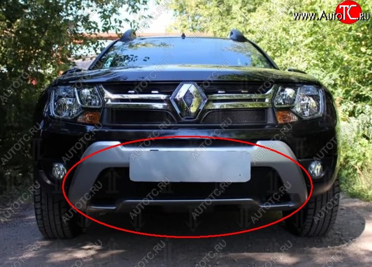 1 469 р. Нижняя защитная сетка на бампер Russtal (черная) Renault Duster HS рестайлинг (2015-2021)  с доставкой в г. Воронеж