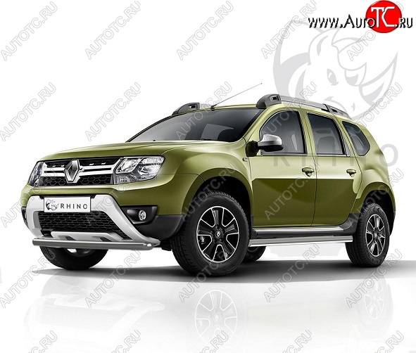 8 449 р. Защита переднего бампера (Ø63 мм, с полимерным покрытием) SLITKOFF  Renault Duster  HS (2015-2021) рестайлинг (серебро)  с доставкой в г. Воронеж