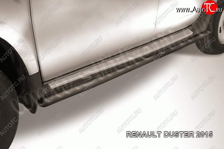 11 599 р. Защита порогов Slitkoff Renault Duster HS рестайлинг (2015-2021) (Цвет: серебристый)  с доставкой в г. Воронеж