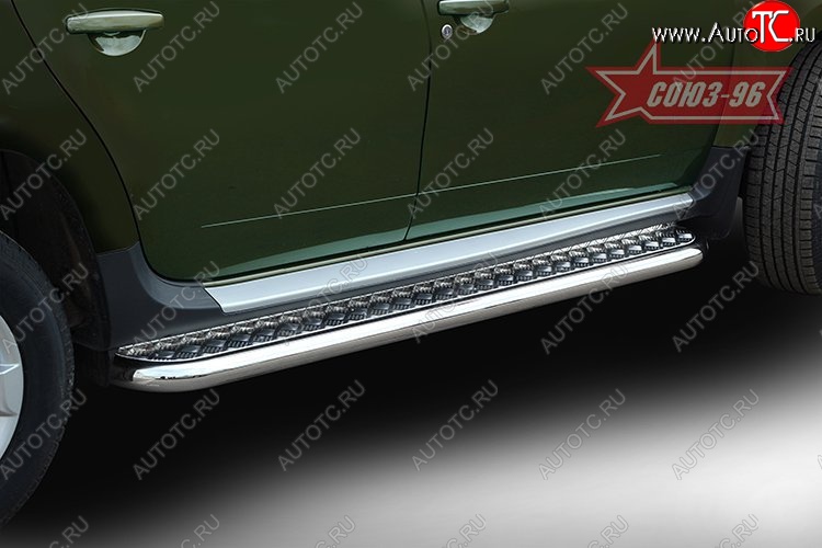 15 614 р. Защита порогов с листом Souz-96 (d60). Renault Duster HS рестайлинг (2015-2021)  с доставкой в г. Воронеж