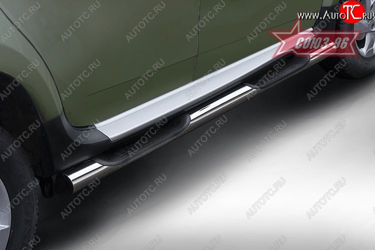 15 929 р. Защита порогов с проступью Souz-96 (d76) Renault Duster HS рестайлинг (2015-2021)  с доставкой в г. Воронеж