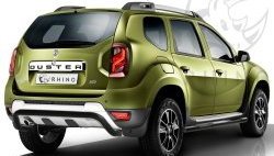 9 199 р. Защита заднего бампера (Ø63 мм волна под машину, нержавейка) SLITKOFF  Renault Duster  HS (2015-2021) рестайлинг (черная)  с доставкой в г. Воронеж. Увеличить фотографию 1