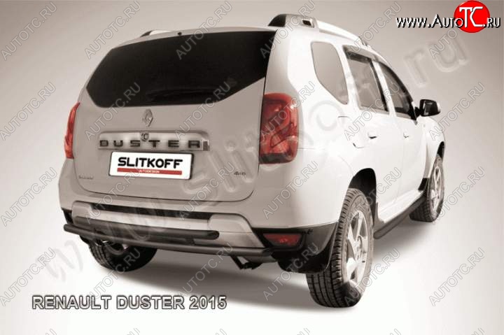 6 349 р. Защита задняя Slitkoff Renault Duster HS рестайлинг (2015-2021) (Цвет: серебристый)  с доставкой в г. Воронеж
