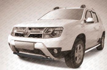 7 299 р. Защита переднего бампера Slitkoff (Ø 42+Ø 42, двойная).  Renault Duster  HS (2015-2021) рестайлинг (Сталь с полимерным покрытием. Цвет: черный)  с доставкой в г. Воронеж. Увеличить фотографию 1