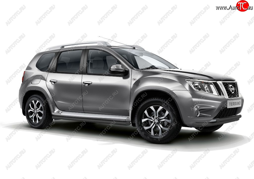 7 249 р. Защита порогов вогнутая из трубы Ø63 Petroil Tuning  Nissan Terrano  D10 (2013-2022), Renault Duster  HS (2010-2021) (шагрень ППК)  с доставкой в г. Воронеж