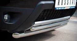 16 299 р. Защита переднего бампера (2 трубыØ63 и 42 мм, нержавейка) SLITKOFF  Renault Duster  HS (2010-2015) дорестайлинг  с доставкой в г. Воронеж. Увеличить фотографию 2