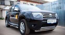 16 299 р. Защита переднего бампера (2 трубыØ63 и 42 мм, нержавейка) SLITKOFF  Renault Duster  HS (2010-2015) дорестайлинг  с доставкой в г. Воронеж. Увеличить фотографию 3