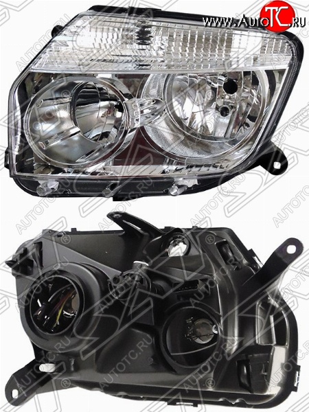 3 099 р. Левая фара передняя SAT (хром) Renault Duster HS дорестайлинг (2010-2015)  с доставкой в г. Воронеж
