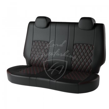 7 199 р. Чехлы для сидений Lord Autofashion Турин Ромб (экокожа, сплошная спинка)  Renault Duster  HS (2010-2015) дорестайлинг (Черный, вставка черная, строчка красная)  с доставкой в г. Воронеж. Увеличить фотографию 2