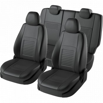 6 799 р. Чехлы для сидений Lord Autofashion Турин (экокожа, сплошная спинка, 2 П-образных подголовника)  Renault Duster  HS - Sandero  (BS) (Черный, вставка черная)  с доставкой в г. Воронеж. Увеличить фотографию 2