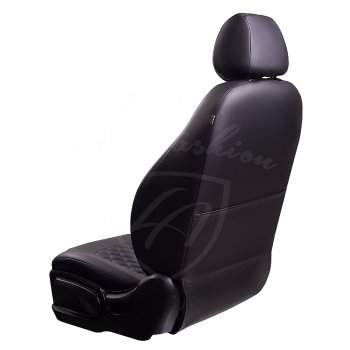 7 199 р. Чехлы для сидений Lord Autofashion Турин Ромб (экокожа, сплошная спинка) Renault Duster HS дорестайлинг (2010-2015) (Черный, вставка черная, строчка синяя)  с доставкой в г. Воронеж. Увеличить фотографию 3