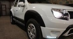 3 299 р. Накладки на боковые части переднего бампера с LED ДХО Drive  Renault Duster  HS (2010-2015) дорестайлинг (Неокрашенная)  с доставкой в г. Воронеж. Увеличить фотографию 2