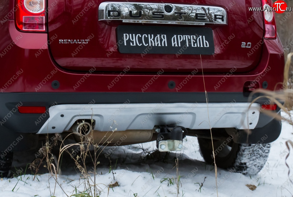 4 999 р. Накладка на задний бампер RA Renault Duster HS дорестайлинг (2010-2015) (Поверхность шагрень (серый металлик))  с доставкой в г. Воронеж